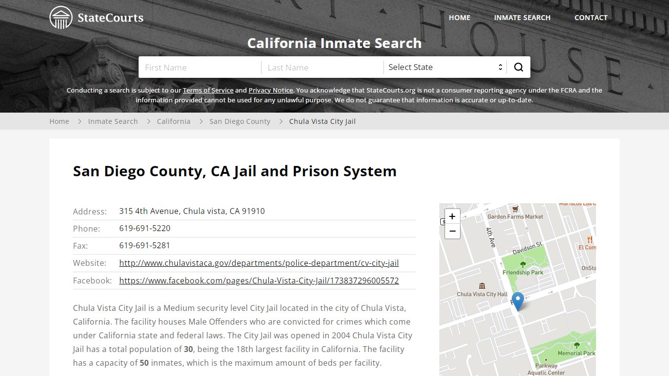 Chula Vista City Jail Inmate Records Search, California ...